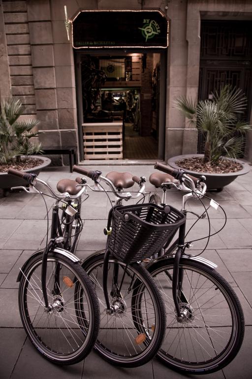 Bicycle rental in barcelona with a basket